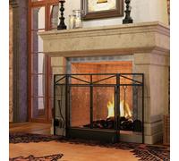 Outsunny 3 Panel Folding Fire Guard Screen with Fireplace Tool Sets & Front Door