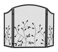 HOMCOM 3-Panel Folding Fireplace Screen 122 x 1 x 75 cm Black | Spark Guard, for Hearth Protection, Heat-Resistant Metal Fire Screen