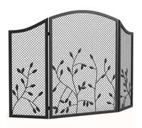 HOMCOM 3-Panel Folding Fireplace Screen for Protection, Black