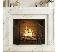 Homcom 3-Panel Folding Fireplace Screen For Protection, Black