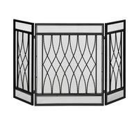 Homcom 3-Panel Folding Fireplace Screen Home Metal Mesh Fire Spark Guard 126L X 3W X 80H cm-Black