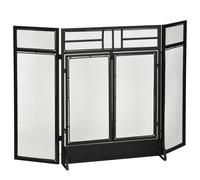 HOMCOM 3-Panel Metal Mesh Folding Fireplace Screen with Door, Freestanding Spark