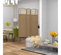 HOMCOM 3 Panel Room Divider 170cm Folding Privacy Screen with Wood Frame in Natural | Size: 3 Pack HOMCOM Natural 3 Pack