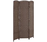 HOMCOM 3 Panel Room Divider 6' Tall Folding Privacy Screen Hand-Woven Freestanding Wall Partition for Home Office Bedroom Brown