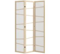HOMCOM 3 Panel Room Divider with Solid Wood Frame, Folding, Natural | Privacy Screen, Freestanding Wall Partition Separator, for Bedroom
