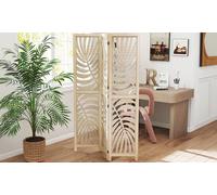 HOMCOM 3-Panel Room Divider with Tropical Palm Leaf Design