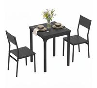 Homcom 3 Pcs Compact Dining Table 2 Chairs Set Black Wood Effect Black
