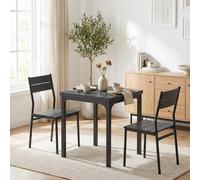 HOMCOM 3 Pcs Compact Dining Table 2 Chairs Set Black Wood Effect HOMCOM Black