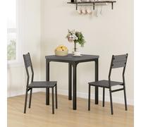 3 Pcs Compact Dining Table 2 Chairs Set Grey Wood Grain HOMCOM Grey One Size