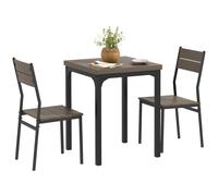 3 Pcs Compact Dining Table 2 Chairs Set Wooden Metal Legs Kitchen HOMCOM Grey One Size
