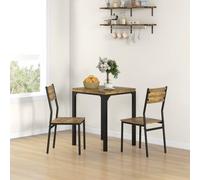 HomCom 3-Piece Compact Dining Set - Wooden with Metal Legs - Brown