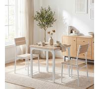 Homcom 3 Pcs Compact Dining Table 2 Chairs Set, Oak Wood Effect