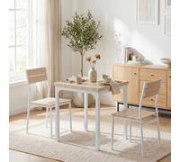 Homcom 3 Pcs Compact Dining Table 2 Chairs Set, Oak Wood Effect