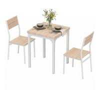 Homcom 3 Pcs Compact Dining Table 2 Chairs Set, Oak Wood Effect