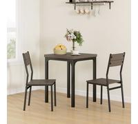 HOMCOM 3 Pcs Compact Dining Table 2 Chairs Set Wooden Metal Legs in Grey HOMCOM Grey