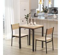 Homcom 3 Pcs Compact Dining Table 2 Chairs Set Wooden Metal Legs In Light Brown Light Brown One Size