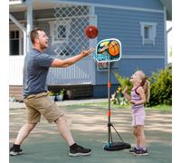 HOMCOM 3 Pcs Kids Basketball Set with Hoop Ball Pump Height Fillable Base in Orange HOMCOM Orange