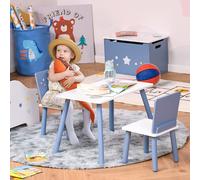 HOMCOM 3 Pcs Kids Table & Chairs Dining Set Wood Legs Safe Corners Stars Seating