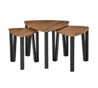 HOMCOM Set Of 3 Nesting Tables Walnut Wood Grain Finish, Brown