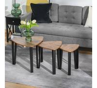 HOMCOM Set Of 3 Nesting Tables Walnut Wood Grain Finish, Brown