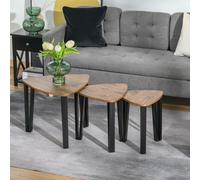HOMCOM Set Of 3 Nesting Tables Walnut Wood Grain Finish, Brown