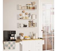 HOMCOM Set of 3 Wooden Floating Shelves Wall Mount CD Storage White