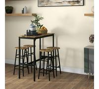 HOMCOM 3 Piece Bar Set, Industrial Kitchen and Chair Set Grey