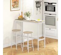 Homcom 3 Piece Bar Set, Industrial Kitchen And Chair Set Oak In White White