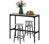 HOMCOM 2 Seater Grey Industrial Style Bar Table and Stool Set - Wilko