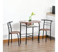 HOMCOM 3-Piece Bar Table Set 2 Stools Industrial Dining Room W/ Storage Shelf