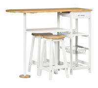 HOMCOM Table and Chairs set 835-522 Natural and White