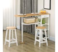 HOMCOM Table and Chairs set 835-522 Natural and White
