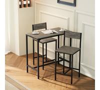 Homcom 3-Piece Bar Table Set With 2 Stools, Footrest In Charcoal Charcoal