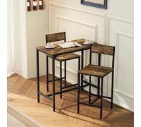 HOMCOM 3-Piece Bar Table & Stools Set, Industrial Breakfast Bar Set in Dark Brown HOMCOM Dark Brown