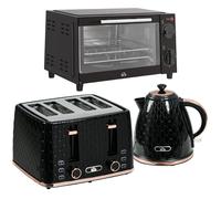 HOMCOM 3 Piece Breakfast Set Adjustable Temp Timer Fast Boil 7 Browning Levels Countertop Use Black