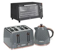 HOMCOM 3 Piece Breakfast Set with Temp Control Timer Fast Boil 7 Browning Levels Modern Kitchen Countertop Grey