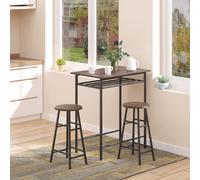 HOMCOM 3-Piece Dining Set with 2 Matching Chairs and 1 Table Black and Oak - Black