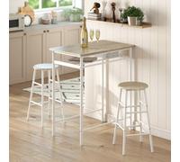 Homcom 3-Piece Dining Set With 2 Matching Chairs And 1 Table, White And Oak