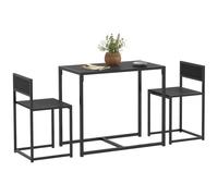 HOMCOM 3 Piece Dining Table Set with Metal Frame - Black | TJ Hughes