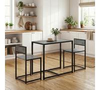 Homcom 3 Piece Dining Table Set With Metal Frame Charcoal Grey Wood-Effect