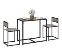 HOMCOM 3 Piece Dining Table Set with Metal Frame Grey Wood-Effect | TJ Hughes