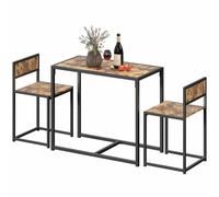 Homcom 3 Piece Dining Table Set With Metal Frame In Brown Brown