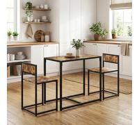 HOMCOM 3 Piece Dining Table Set with Metal Frame in Brown HOMCOM Brown