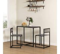 HOMCOM 3 Piece Dining Table Set w/ Metal Frame Grey Wood-Effect, Grey