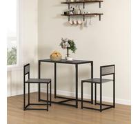 HOMCOM 3 Piece Dining Table Set w/ Metal Frame Grey Wood-Effect, Grey
