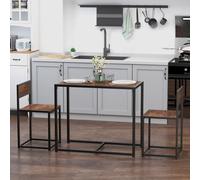 HOMCOM 3 Piece Dining Table Set with Metal Frame Natural - Natural wood finish