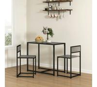 HOMCOM 3 Piece Dining Table Set w/ Metal Frame Grey Wood-Effect, Grey
