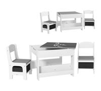 HOMCOM 3pcs Kids Table And Chair Set For Nursery, Playroom, Classroom, Grey, Grey