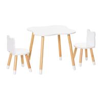 HOMCOM 3 Piece Kids Table And Chair Set With 2 Bear-shaped Chairs - White | TJ Hughes
