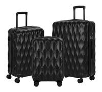 HOMCOM 3-Piece Luggage Set Carry On & Checked Suitcases, 20"/24/"28", Black | ABS Hard Shell Luggage, with TSA Lock, Spinner Wheels, Lightweight, for Travel